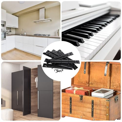16 PCS 8 Inch Piano Hinge Heavy Duty, 0.04" Thickness Folding Continuous Hinge, Black Metal Piano Hinges for Cabinets, Doors, Window (1.2" Open Width)