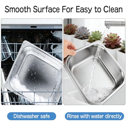 2 Pack Half Size Hotel Pans, 2.5 Inch Deep Stainless Steel Steam Table Serving Pans, Anti-Jam Design for Home, Parties, Restaurants, Hotels, Buffets