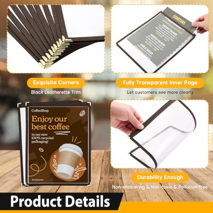 2Pcs 8.5 x 11" Menu Covers, 1 Page Transparent Restaurant Menu Cover - size: 1 Page