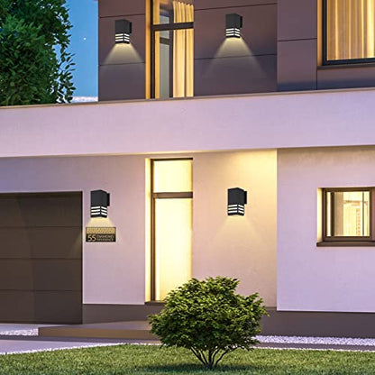 Outdoor Wall Lantern, Aluminum Waterproof Exterior Light Fixture - color: Rectangle (Black B)