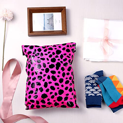 10x13 Inch Poly Mailers, Rose Leopard, 100 Pack Self Sealing - color: Rose Leopard