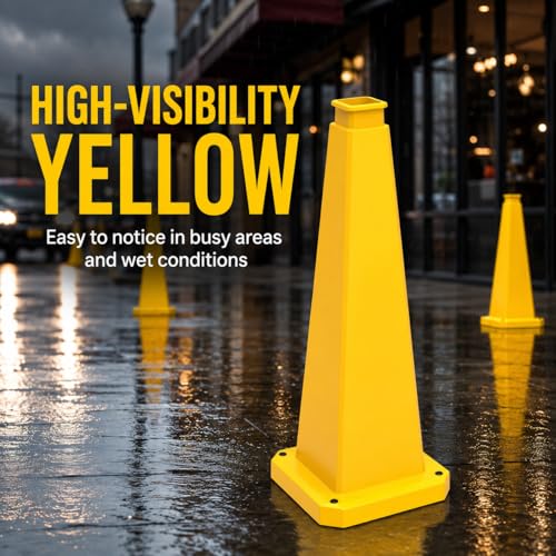 BESEA 6 Pack 28 Inch Yellow Traffic Cones with Weighted Base - color: Yellow, size: 28INCH