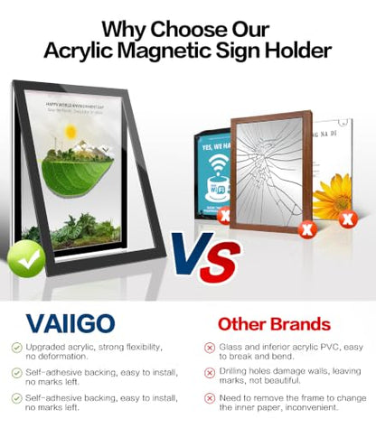 Acrylic Sign Holder 8.5 x 11 Wall Mount, Magnetic Sign Holder, Black - color: Black, size: 20 Pack 8.5" x 11"