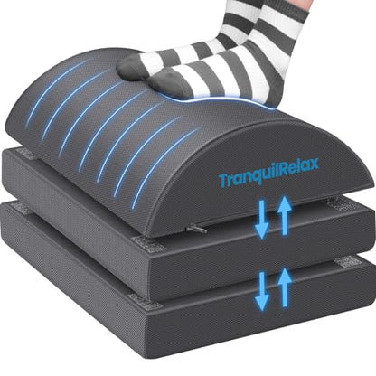 TranquilRelax Foot Rest Under Desk, 3-Height Adjustable Foot Stool, Gray - color: Gray, size: X-Large