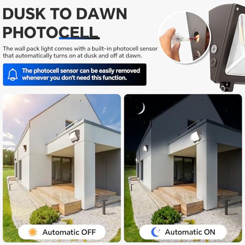 120W LED Wall Pack Light, 3CCT 18000LM, Dusk to Dawn Sensor, 2 Pack - size: 120W