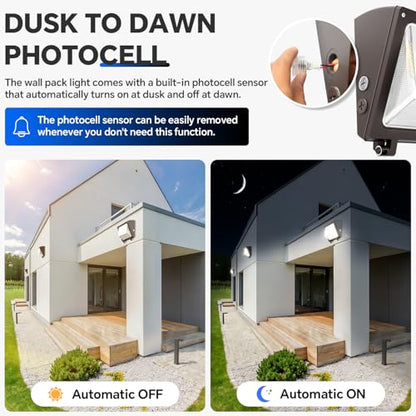 120W LED Wall Pack Light, 3CCT 18000LM, Dusk to Dawn Sensor, 2 Pack - size: 120W