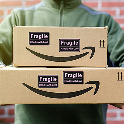 Outus 500 Pcs 2x3 Pink Fragile Sticker for Shipping Handle with Love Label - size: 2 x 3 inch