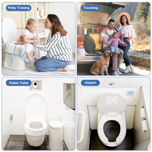 Toilet Seat Covers Disposable, Large Waterproof Potty Covers for Toddlers, Kids, and Adults, Toddler Potty Training for Public Restroom, Airplane, Trip, Individually Wrapped for Travel (Wave) - color: Wave
