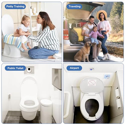 Toilet Seat Covers Disposable, Large Waterproof Potty Covers for Toddlers, Kids, and Adults, Toddler Potty Training for Public Restroom, Airplane, Trip, Individually Wrapped for Travel (Wave) - color: Wave