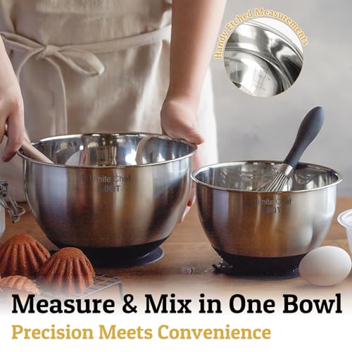 Mixing Bowls with Lids Set - Non-Slip, Airtight Warp-Proof TPR-AS Lids, Thicker Stainless Steel Bowls, Measurement Lines & 3 Graters, Prep Meal Bowl, Black Nesting Bowl for Kitchen, 5/3/2/1.5/0.63QT - color: Black