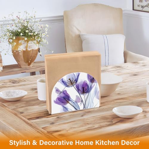 Tulips Napkin Holder for Table Butterfly Acrylic Tissue Dispenser - color: tulips and butterfly