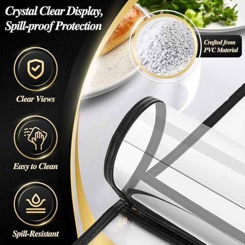 Flexzion Restaurant Menu Covers 8.5 x 11 Inch (12 Pack) - Book Style Bar Menu Holder with 3 Page 6 View - Transparent Clear Menu Book Covers with Gold Metal Corner for Restaurant, Hotel, Cafe - size: 12 Pack