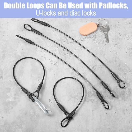 6 Pack Heavy Duty Loop End Cable 12 Inch Length Braided Stainless Steel PVC Coated Safety Wire Rope for Outdoor Travel Home Security Cables, 4mm Thickness Security Cable with Loop Ends