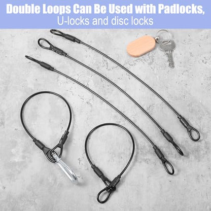6 Pack Heavy Duty Loop End Cable 12 Inch Length Braided Stainless Steel PVC Coated Safety Wire Rope for Outdoor Travel Home Security Cables, 4mm Thickness Security Cable with Loop Ends