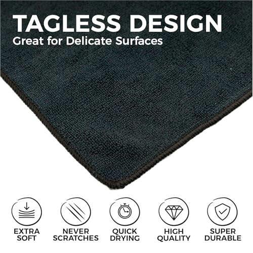 The Rag Company - All-Purpose Microfiber Terry Cleaning Towels - Commercial Grade, Highly Absorbent, Lint-Free, Streak-Free, Kitchens, Bathrooms, Offices, 300gsm, 12in x 12in, Midnight (12-Pack) - color: Midnight, size: 12in x 12in