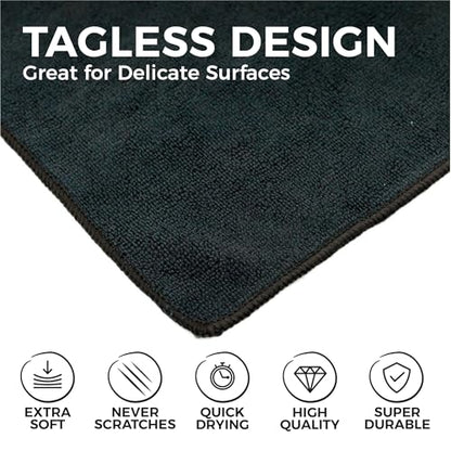The Rag Company - All-Purpose Microfiber Terry Cleaning Towels - Commercial Grade, Highly Absorbent, Lint-Free, Streak-Free, Kitchens, Bathrooms, Offices, 300gsm, 12in x 12in, Midnight (12-Pack) - color: Midnight, size: 12in x 12in