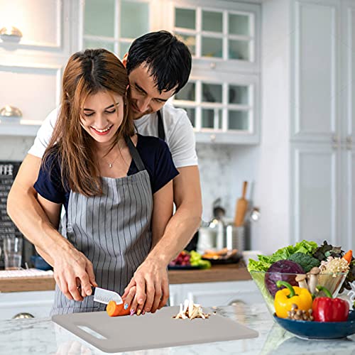 Fotouzy Plastic Utility Cutting Board with Handles, Food Safe PP Material, BPA Free, Dishwasher Safe, Thick Chopping Board, Large Size, Easy Grip Handle, for Kitchen (Almond) - color: Almond