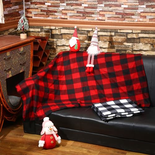 Preboun 24 Pack Bulk Christmas Fleece Throw Blankets, Plaid - style: Plaid