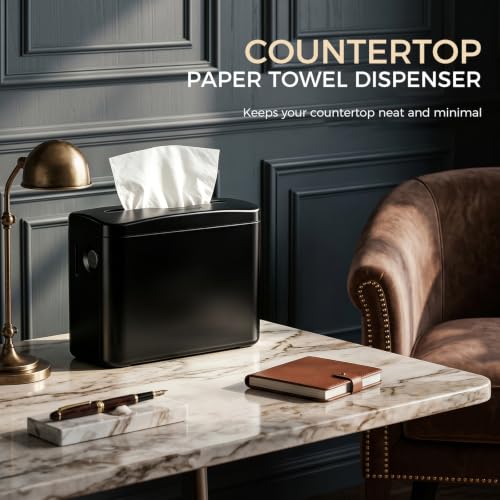 Multifold Paper Towel Dispenser Countertop, Non-Slip, Black - color: Black