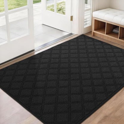 BEQHAUSE Dirt Trapper Door Mat 32" x 48" Non-Slip Washable, Black - color: Black, size: 32" X 48" (Rectangular)