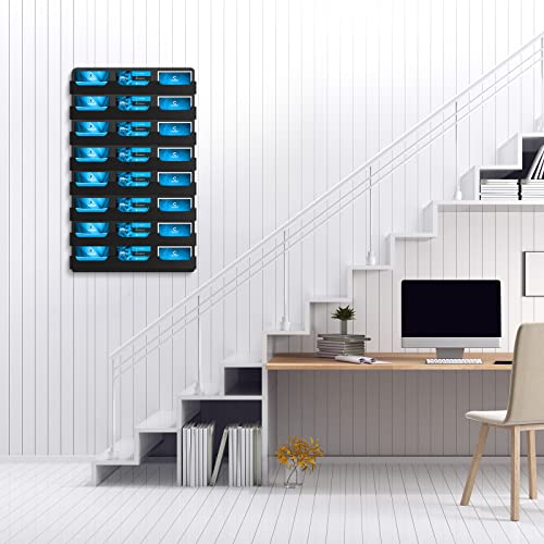 Ireer 24 Pockets Business Card Holder Wall Mount, Black, Acrylic
