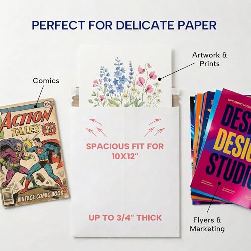 BOX USA Rigid Mailers 11" x 13" (100-Pack) - Cardboard Mailer Envelopes for Photos, Catalogs, Art Prints - Stay Flat - size: 11" x 13" (100-Pack)