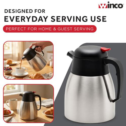 Winco 1.2 L Stainless Steel Carafe - size: 40.6 Ounces