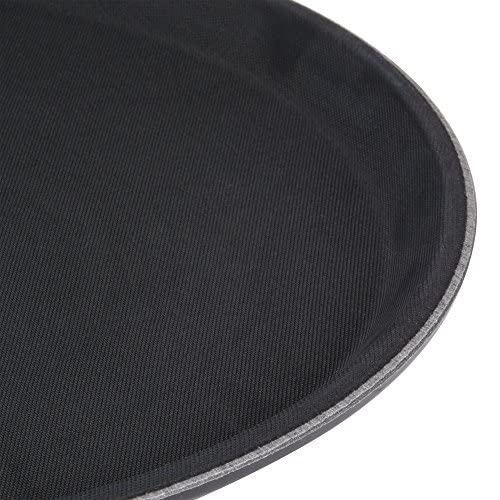 TrueCraftware- 16" Round Non-Slip Serving Trays Black Set of 2- Restaurant Serving Tray Rubber Lined Tray Coffee Appetizer Breakfast Perfect for Kitchen Café and Restaurants - color: Set of 2, size: 16 Inch