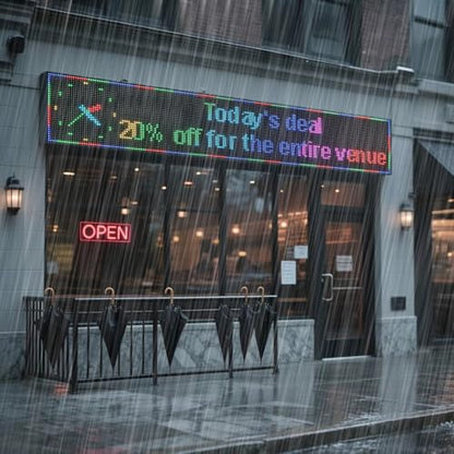 Programmable Scrolling P10 LED Display 77"x14" Large Outdoor Led Sign, High Brightness with 16-Level Dimming, WiFi Control, IP65 Waterproof LED Sign for Business, Restaurant, Shopping Mall Advertising - size: P10 77''×14"×2'' Outdoor& Indoor