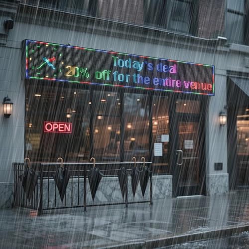 Programmable Scrolling P10 LED Display 77"x14" Large Outdoor Led Sign, High Brightness with 16-Level Dimming, WiFi Control, IP65 Waterproof LED Sign for Business, Restaurant, Shopping Mall Advertising - size: P10 77''×14"×2'' Outdoor& Indoor