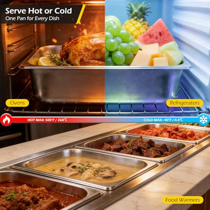 Dyna-Living Steam Table Pan 1/2 Half Size 4 Inch Deep Pan 4 Pack Hotel Pans - color: Without Lids, size: 4 Inch Deep