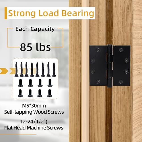 4.5 inch X 4.5 inch Heavy Duty Commercial Door Hinge - color: Black, size: 4.5in X 4.5in