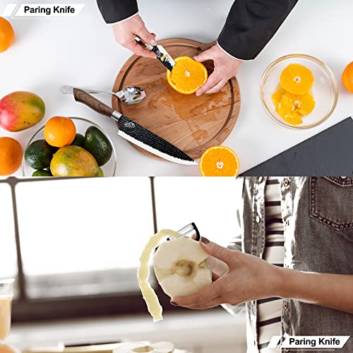 6 Pieces Black Professional Chef Knife Set with Stainless Steel Cutlery