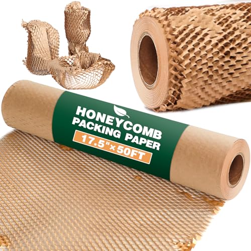 MAXECHO Honeycomb Packing Paper, 17.5" x 50 ft Bubble Cushioning Wrap for Moving Shipping Products Gifts Wrapping Essentials Packaging Materials Supplies - size: 17.5" x 50 ft