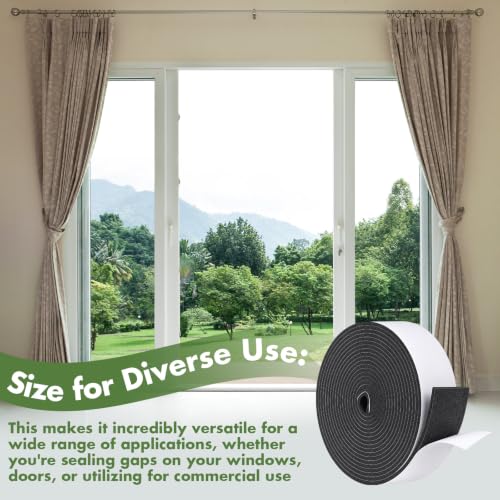 Nuanchu 1 Pcs Foam Weather Stripping, 1-1/2in Wide X 1/8in Thick X 16.5ft - size: 1-1/2in Wide X 1/8in Thick X 16.5ft