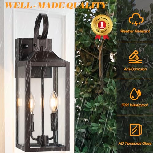 19 Inch Brown Dusk to Dawn Porch Lights with GFCI Outlet Built-in - color: Brown, size: 19 Inch Dusk to Dawn