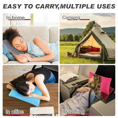 Geelin 12 Pack Inflatable Travel Pillow Squared Flocked Fabric Air Pillow Ultralight, Compact and Comfortable for Traveling, Camping, Hiking, Napping, Desk Rest, Neck Lumbar Support(13.39" × 8.66") - size: 13.39" × 8.66"