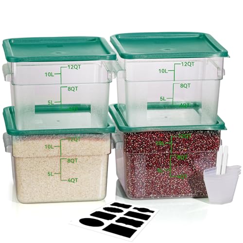 12QT 4PCS NSF Commercial Clear Food Storage Containers with Lids(GREEN) - color: E25-12QT-4PCS-GREEN