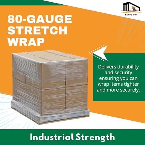 NEXUSWAY 18'' Shrink Wrap for Moving - Stretch Film Pallet Wrap Roll Heavy Duty 1000 feet 80 Gauge Industrial Strength up to 800% Stretch 20 Microns for Shipping Moving Furniture (Pack of 2) - style: Pack of 2