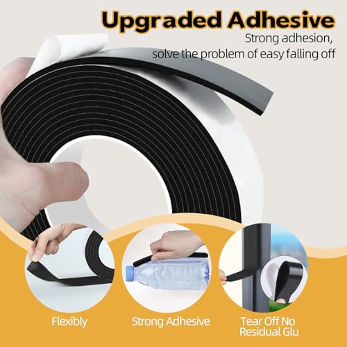 1 in Wide x 1/8 in Thick x 33FT Foam Weather Stripping Door Seal,Window Sealing Tape，Single-Sided Self-Adhesive Insulation Sealing Strip,Black - color: Black, size: 1 IN x 1/8 IN x 33FT