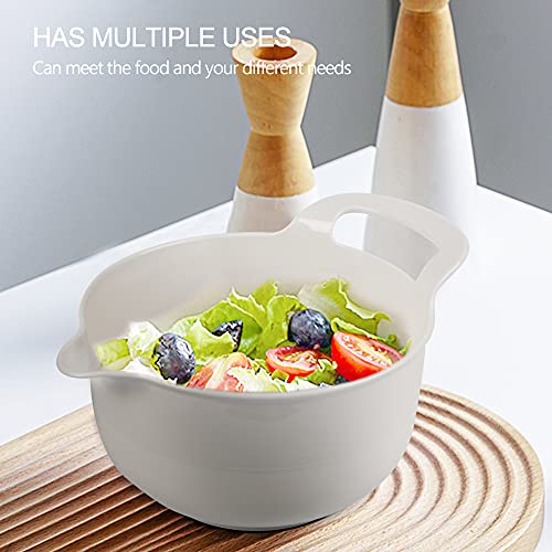 BoxedHome 4 Pack Nesting Mixing Bowl with Pour Spout and Handle, BPA free Microwave & Dishwasher Safe(Grey, 4 Pack with Handle) - color: Gray