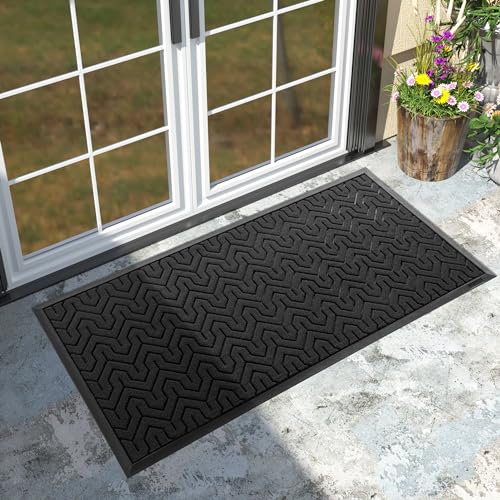 Yimobra Large Indoor Outdoor Mats for Front Door, Black, 47x24 - color: Black, size: 47x24 Inch