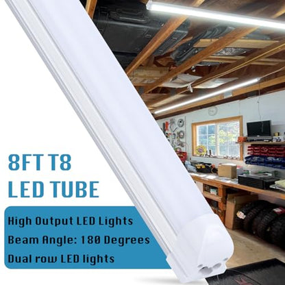 (12-Pack), 8FT LED Shop Light Fixture, Super Bright 100W 6000K Cold White 15000LM, 8 Foot Led Lights, Flat 2 Rows Flat Shape 96" LED Shop Lights,Linkable T8 LED Tube Lights for Garage Warehouse - size: 8FT 12PCS Frosted Cover