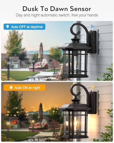 VIANIS 16.7" Large Black Dusk to Dawn Outdoor Lighting, Easy to Install - color: Black, size: 16.7 in Large Dusk to Dawn 1 Pack