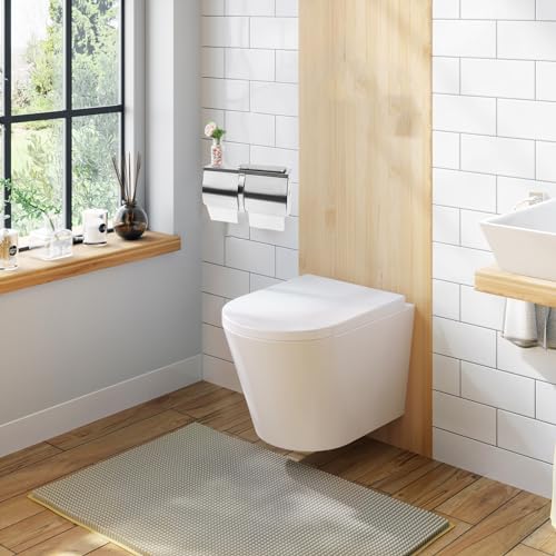 Desyeryamimi Double Roll Toilet Paper Holder Dispenser with Shelf Storage