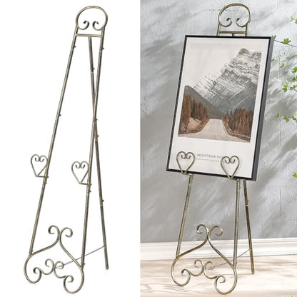 56" Extra Large Adjustable Vintage Floor Easel Stand with Chain Support