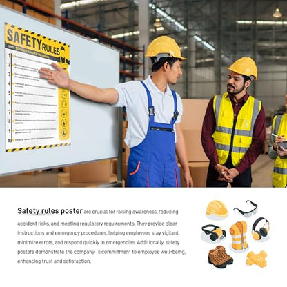 Workplace Safety Rules Poster 18'' x 24'' - OSHA Compliant Safety Rules Poster for Workplace, Warehouses, Office & Industrial, Laminated Workplace Rules Poster Guidelines Waterproof, Tear-Resistant - size: General