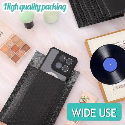 50 Pcs Bubble Mailers,Black Bubble Envelopes,Waterproof Self Seal Adhesive Shipping Bags,Poly Padded Envelopes,Bubble Padded Cushion Envelopes for Mailing Packing Small Business
