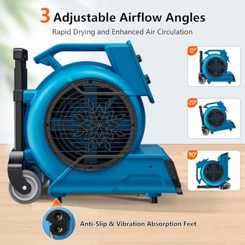 Air Mover 1 HP 4000 CFM Air Mover Blower Fan, Carpet Dryer, Floor Dryer Fan - color: Blue