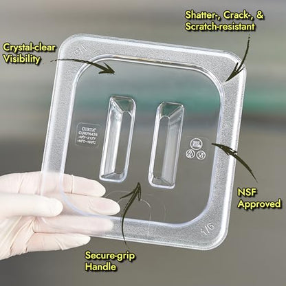 CURTA 4-Pack 1/2 Size 6" Deep NSF Polycarbonate Food Pans with Handled Lids & Drain Trays | Dishwasher & Freezer Safe Clear Container for Prep Tables, Buffet, Salad Bar, Commercial & Home Kitchen - color: 1/2 Size, size: 6" Deep Pan with Lid
